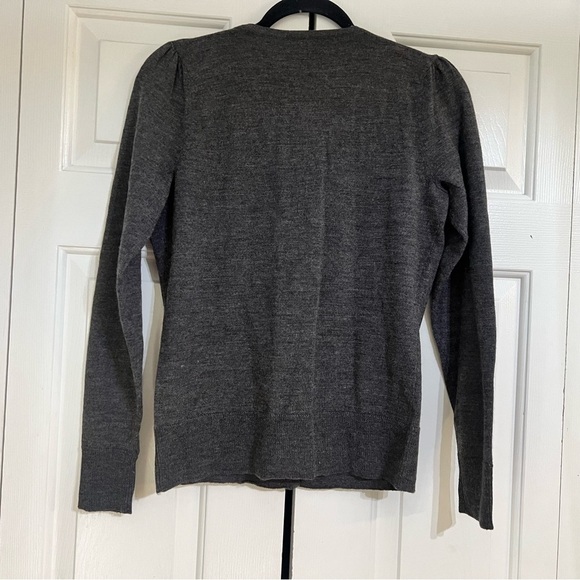 Marisa Christina Merino Wool Grey Gray Button Front Cardigan Size Small Lace - Picture 4 of 6